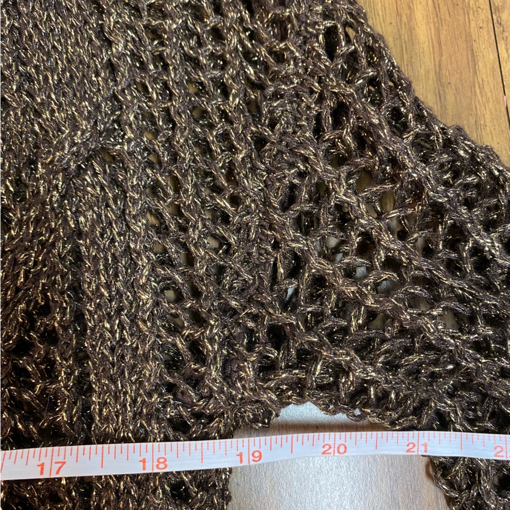 I Jeans by Buffalo Metallic Gold and Brown Crochet Knit Sweater Size Medium - Picture 10 of 10
